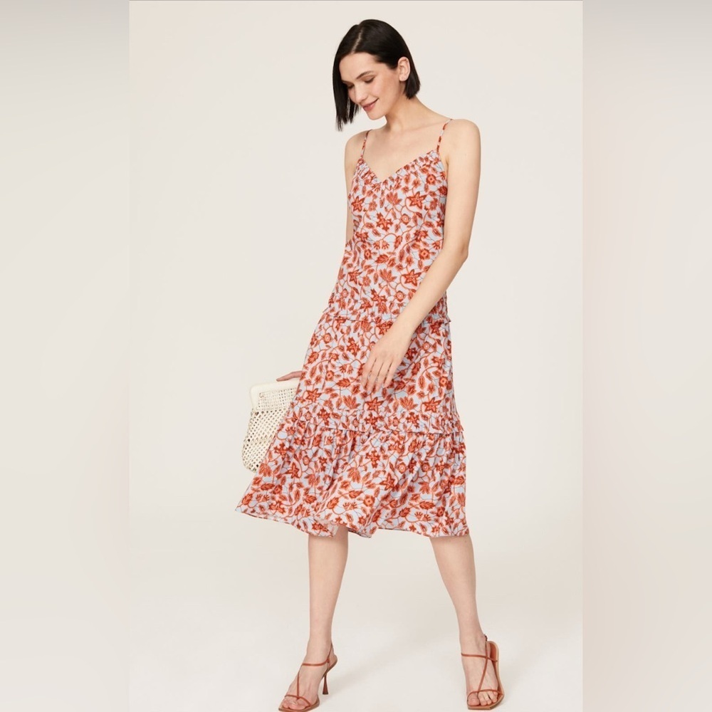 Derek Lam Collective floral midi v neck dress. - Picture 3 of 9